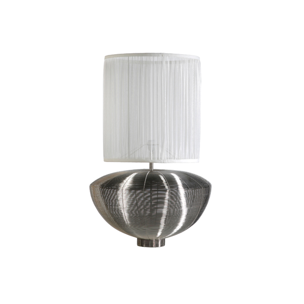Lampa Big Mama z miską chromowaną i białym abażurem (niska)
