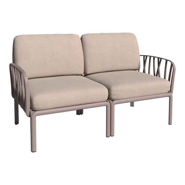 Sofa 2-osobowa Komodo taupe z zestawem poduszek taupe