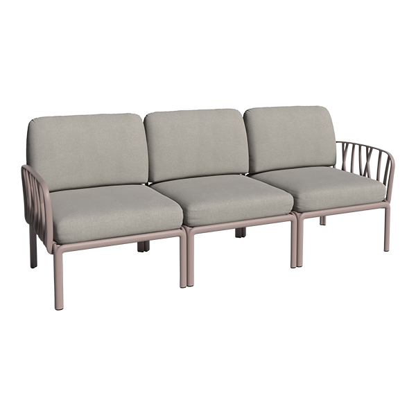 Sofa 3-osobowa Komodo taupe z zestawem poduszek szarym