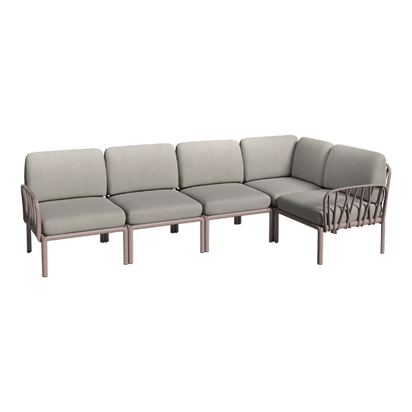 Sofa 5-osobowa Komodo taupe z zestawem poduszek szarym