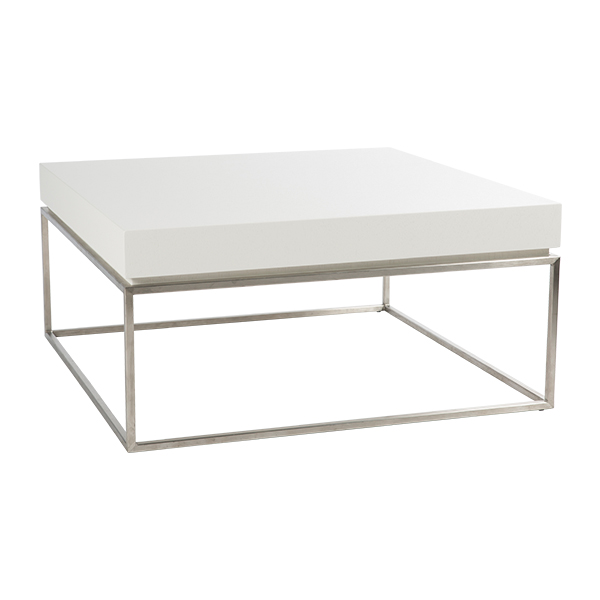 Stół Zinzo z białym masywnym blatem W84*D84*H40 cm